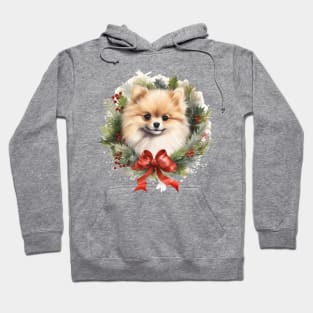 Christmas Pomeranian Dog Wreath Hoodie